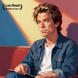 cartoonish lou reed waiting for the man, vivid colors, character sheet, fine details, concept design, contrast, kim jung gi, greg rutkowski, trending on artstation, 8 k, full body, turnaround, front view, back view, ultra wide angle