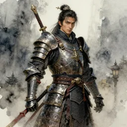 a high fantasy samurai / knight in the style of gothic watercolor painting trending on artstation deviantart pinterest detailed realistic hd 8 k high resolution