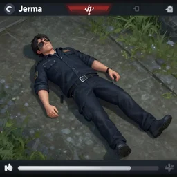 screenshot of jerma lying dead on stream