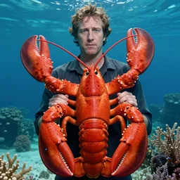 jordan peterson with a lobster body, under the sea backdrop