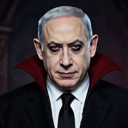 a portrait of benjamin netanyahu as dracula, tim burton style