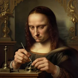 portrait of a man building a machine, intense emotion, detailed facial expression, detailed surroundings, intricate, elegant, highly detailed, centered, digital painting, artstation, concept art, smooth, sharp focus, illustration, by ( leonardo da vinci ), wlop