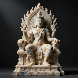 flaming gothic burmese marble statue of a deity, throne. karl blossfeldt, salvador dali