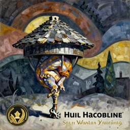 hut on chicken legs, by Kandinsky