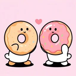 Two cartoon donuts fighting each other