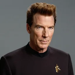 dslr photography of captain james t kirk, head and shoulders photography, cinematic, studio portrait