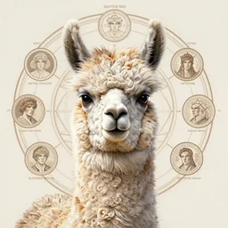 Anthro Portrait of a Llama, Chakra Diagram, sacred geometry, detailed, intricate, elegant, highly detailed, digital painting, artstation, concept art, smooth, sharp focus, illustration, art by artgerm and greg rutkowski and alphonse mucha, daily deviation, IAMAG, masterpiece anthro portrait of a stylized llama