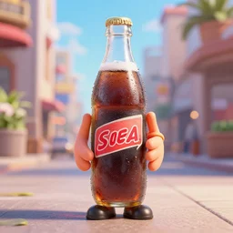 soda man, 3 d render, pixar