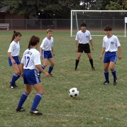 Funny TV show in 90s. Color VHS footage. people playing soccer.