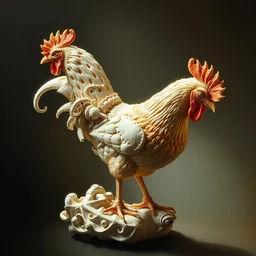 a fractal biomechanical chicken, conceptual sculpture, intricate detail, volumetric shadows and lighting, realistic oil painting by tim hildebrandt,