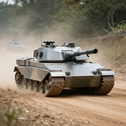 a mechanical cyber tank driving on a dirt road, f 2. 8, iso 4 0 0