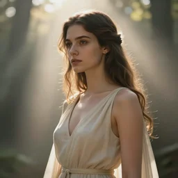 photo - realistic 3 / 4 portrait of a goddess by irakli nadar and alena aenami, god rays