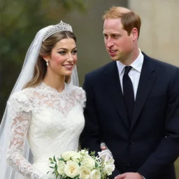 detailed painting of prince william marrying attractive gigi hadid, highly detailed painting by gaston bussiere, craig mullins, j. c. leyendecker 8 k, 4 k, smiling couple, royal painting, human face, watercolor