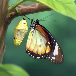 A butterfly maiden coming out of her cocoon in the style of Ayami Kojima