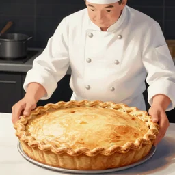 baker and a moldy pie, magnificent, close up, details, sharp focus, elegant, highly detailed, illustration, by Jordan Grimmer and greg rutkowski and PiNe(パイネ) and 薯子Imoko and 香川悠作 and wlop and maya takamura, intricate, beautiful, Trending artstation, pixiv, digital Art