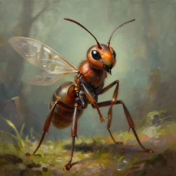 A painting of an anthropomorphic ant queen standing on her hind legs formian pathfinder,  digital art,  Wayne Barlowe Pierre Pellegrini Greg Rutkowski