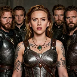 scarlet johansson, legendary warrior, heroic fighter, dungeons & dragons, tattoos, decorative ornaments, battle armor, by carl spitzweg, ismail inceoglu, vdragan bibin, hans thoma, greg rutkowski, alexandros pyromallis, perfect face, detailed, sharply focused, centered, rule of thirds, realistic shading