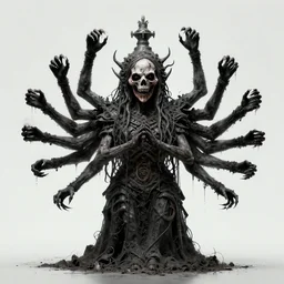 a scary multi armed machine artist