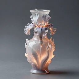 flaming gothic vase, pot, jug in the shape of a iris flower. karl blossfeldt, salvador dali