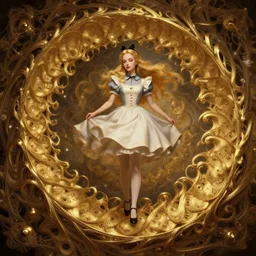 alice in wonderland, alterd carbon, geisha, dreamy ethereal vibe,, atmospheric, detailed intricate render, fibbonacci, detailed illustration, hd, 4 k, digital art, overdetailed art, gold, surrealistic, by greg rutkowski, by loish, trending on artstation, deviantart