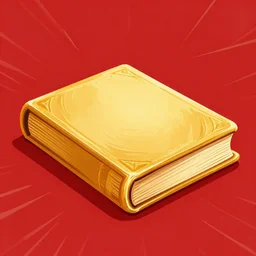 golden ancient book, background red speed lines, illustration