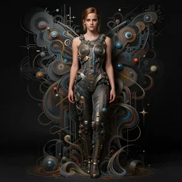 hyperrealistic portrait of Emma Watson, full body portrait, well lit, intricate abstract. cyberpunk, intricate artwork, by Tooth Wu, wlop, beeple, in the style of Jin Kagetsu, James Jean and wlop, highly detailed, sharp focus, intricate concept art, digital painting, ambient lighting