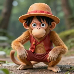 realistic monkey. d luffy from one piece