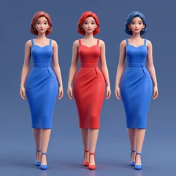 3 d stereo red blue of woman in classy dress