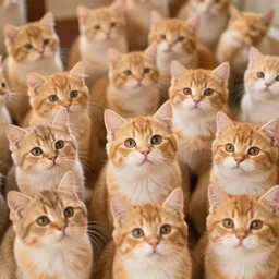 1 9 8 0's color photo of crowd of cute ginger cats
