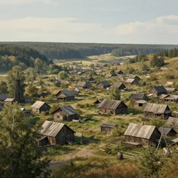 old mining town, landscape, 8 k uhd, unreal engine, octane render in the artstyle of kuindzhi