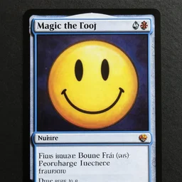a photo of a magic the gathering card. the card art is a smiley face