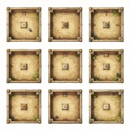 dungeon map by dysonlogos, nine rooms, map of osr dungeon, 1 0 foot, map of tomb of horror, high resolution, highly detailed,