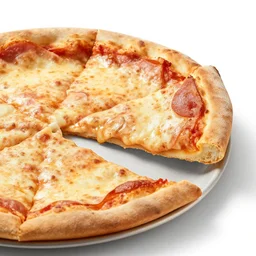first bite of pizza