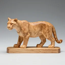 wooden carving of a cougar, product picture, ebay listing thumbnail