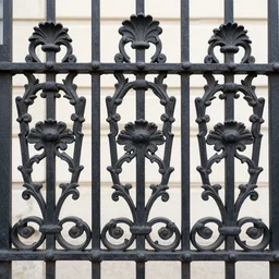 3 d scupt of a baroque ironwork fence