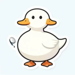 a white round callduck, sticker, colorful, illustration, highly detailed, simple, smooth and clean vector curves, no jagged lines, vector art, smooth
