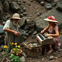 a old fam doing mining for his wife in brazil and organ flower mans