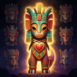 totem animal totem aztek greeble tribal style heartstone ornate fantasy dofus by Krzysztof Maziarz fanart artstation afrika mask color radiating a glowing aura Lois van baarle, ilya kuvshinov, rossdraws global illumination