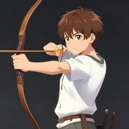 cell shaded, anime cute teenager using a bow and arrow, wlop, ilya kuvshinov, artgerm, krenz cushart, greg rutkowski, hiroaki samura, range murata, james jean, katsuhiro otomo, erik jones
