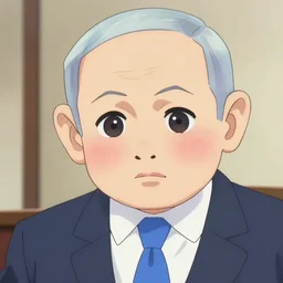 Benjamin Netanyahu as a kawaii anime character, blushing, detailed, anime style