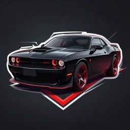 logo of a dodge challenger, mopar, black, red, professional artwork, concept art, artgerm, dark background, colorful, highly detailed, 4k, sharp focus,