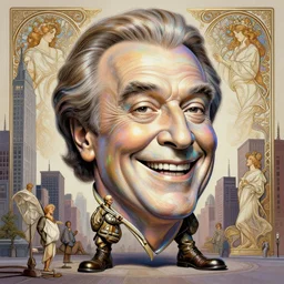 anthropomorphic head in iridescent happyiron danny devito stomping new york, intricate, elegant, highly detailed d 2 0, wide angle, digital painting, artstation, concept art, sharp focus, illustration, art by artgerm, bob eggleton, stephen hickman, richard corben, wayne barlowe, greg rutkowski, alphonse mucha, 8 k
