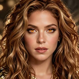 Shakira as a fantasy magic woman portrait, sci-fi, amber eyes, face, long hair, fantasy, intricate, elegant, highly detailed, digital painting, artstation, concept art, smooth, sharp focus, illustration, art by artgerm and greg rutkowski and alphonse mucha