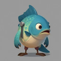 concept art of a fish character by richard anderson, artstation