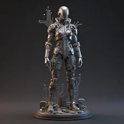 a statue of a person, cyberpunk art by igor morski, cgsociety contest winner, assemblage, daz 3 d, rendered in cinema 4 d, circuitry