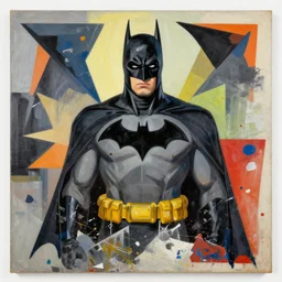 a messy painting of a batman in the style of laszlo moholy - nagy and noriyoshi ohrai