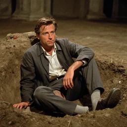 film still of jeff goldblum in the pit and the pendulum ( 1 9 6 1 ) in the style of cronenberg, pathecolor, 4 0 mm panavision wide - angle lens