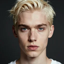 a color photograph of a non binary model, platinum blonde, by robert mapplethorpe, intense, bold, hyperrealistic, ultra sharp, extra details, ultra high quality, trending on pinteresst