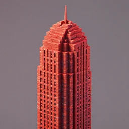 A skyscraper made of bricks. Redshift render.