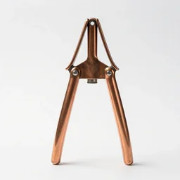 copper garlic press, photorealistic, isolated on a pure white background, centered, entire object in frame, sharp focus, soft studio lighting